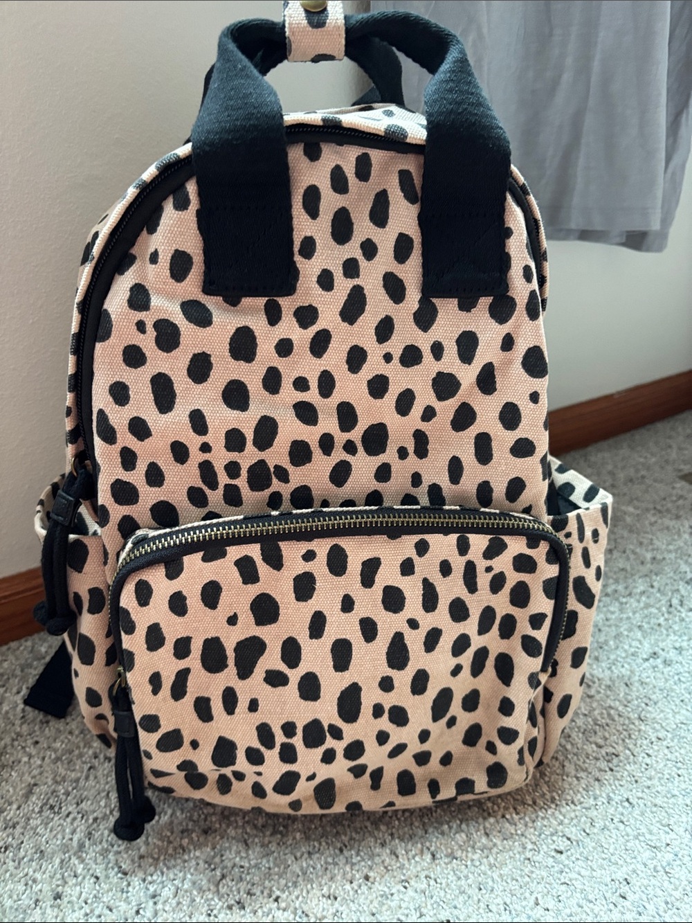 Universal Thread Leopard Print Canvas Mini Backpack - Tan/Beige & Black